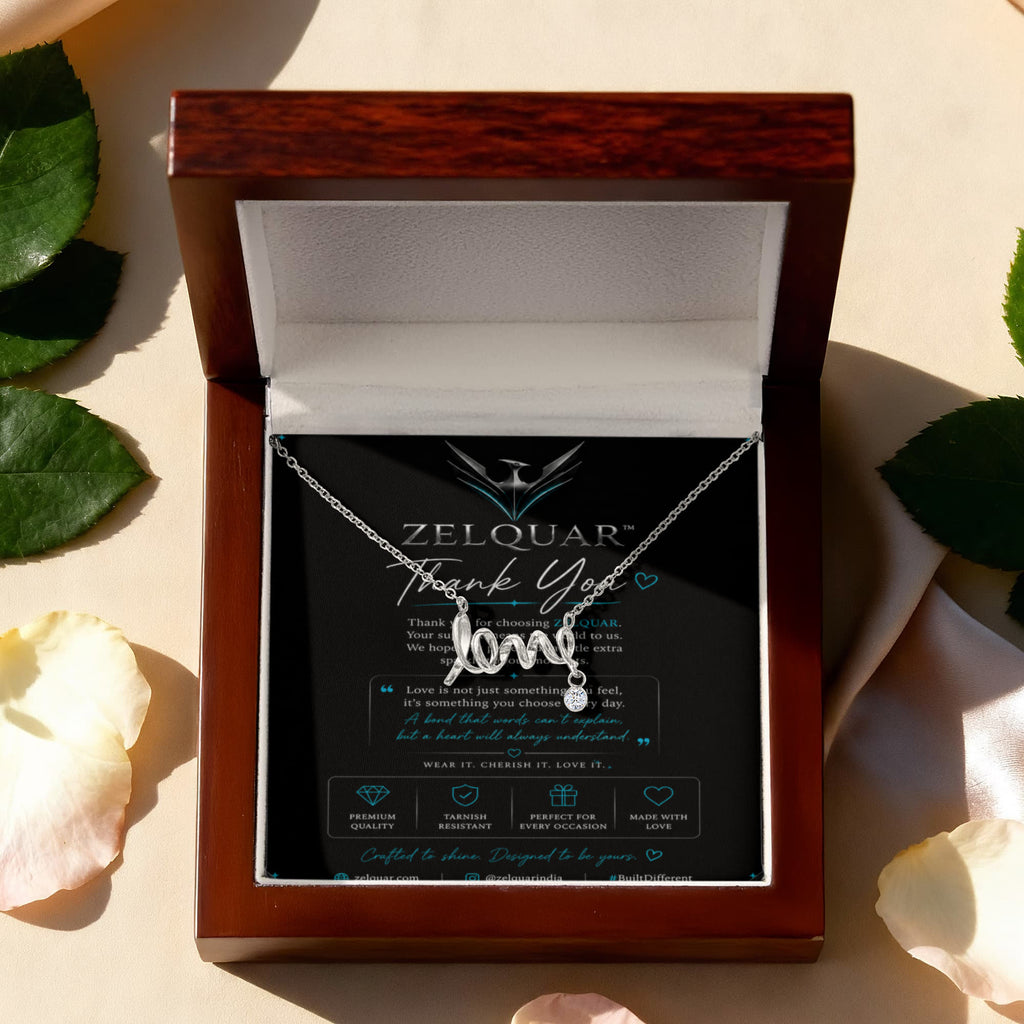 ZELQUAR™ Scripted Love Necklace — Luxury Gift for Her