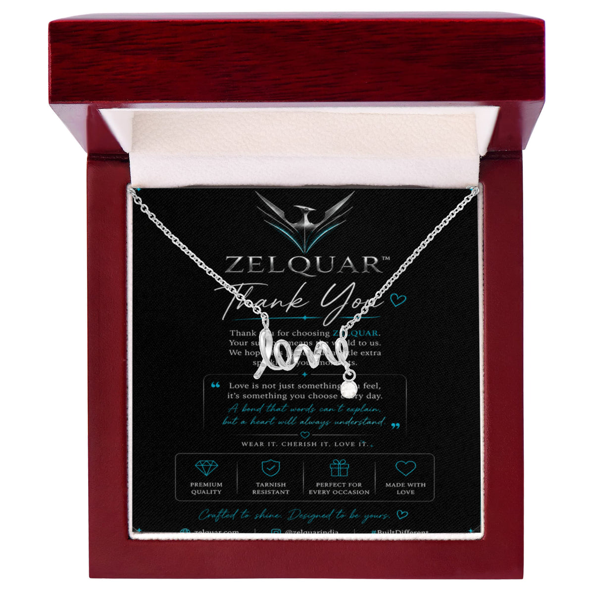ZELQUAR™ Scripted Love Necklace — Luxury Gift for Her