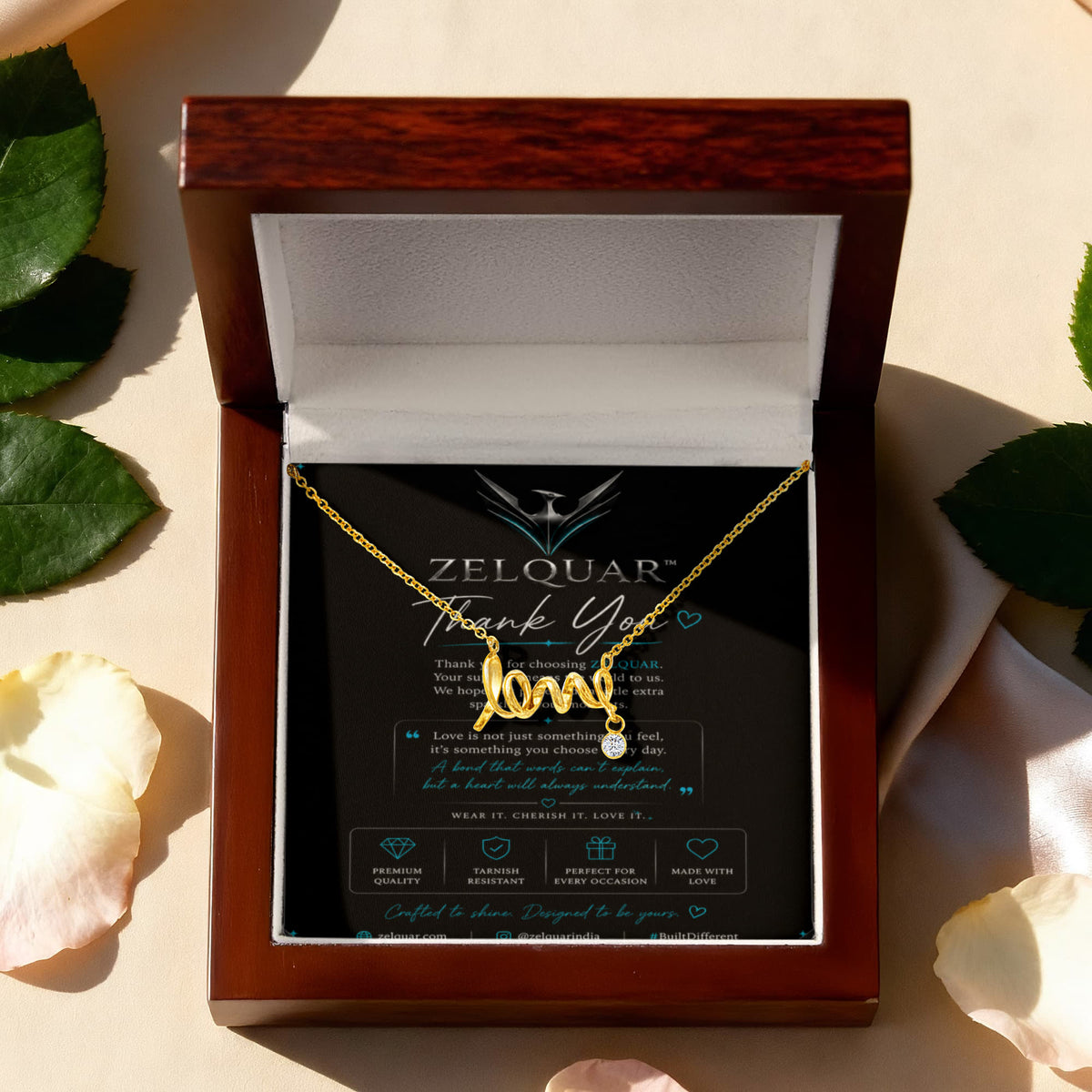 ZELQUAR™ Scripted Love Necklace — Luxury Gift for Her