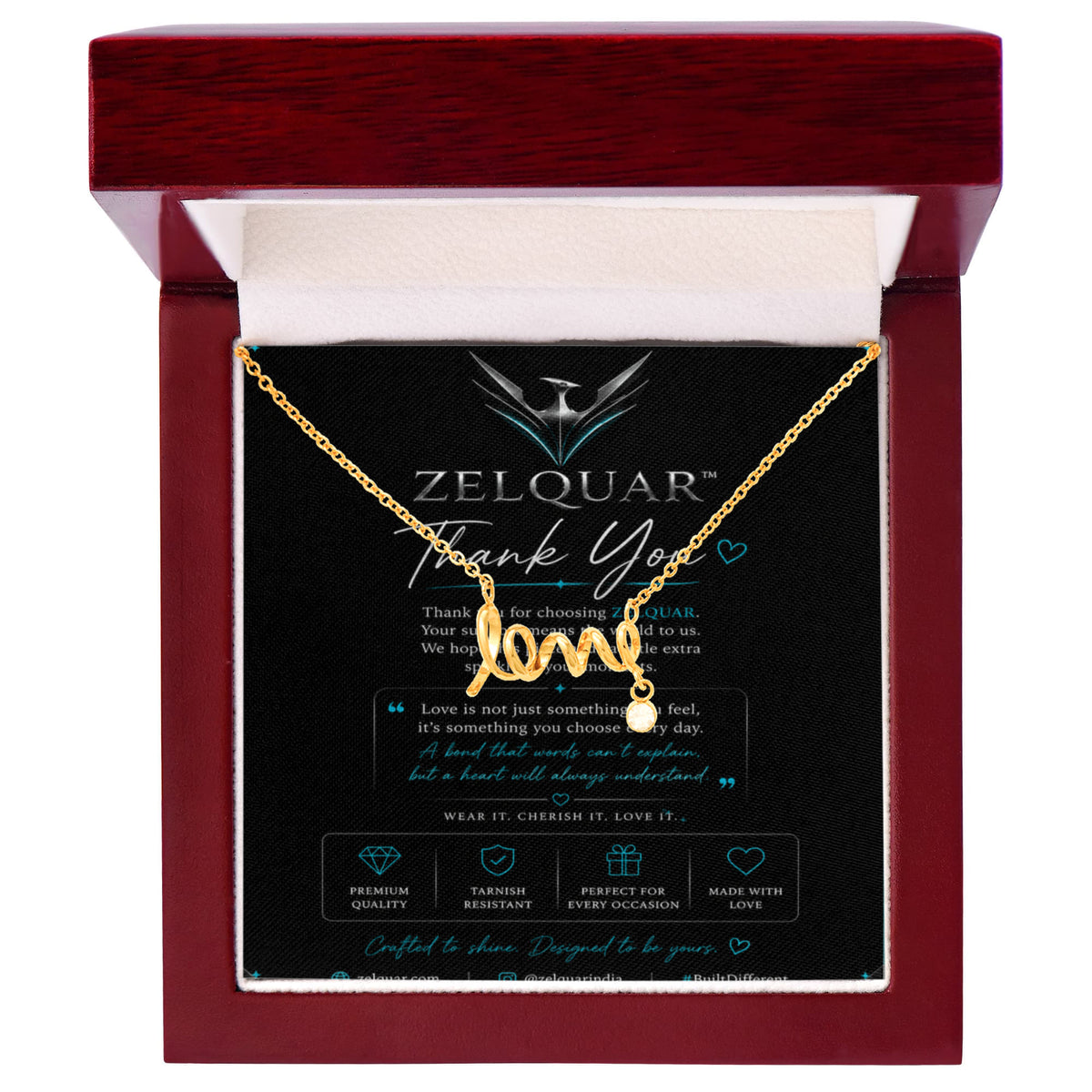 ZELQUAR™ Scripted Love Necklace — Luxury Gift for Her