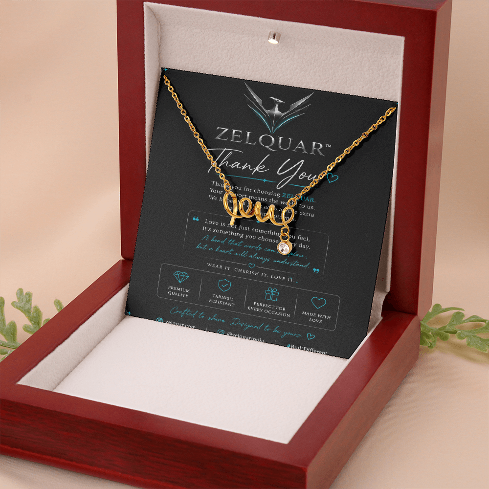 ZELQUAR™ Scripted Love Necklace — Luxury Gift for Her