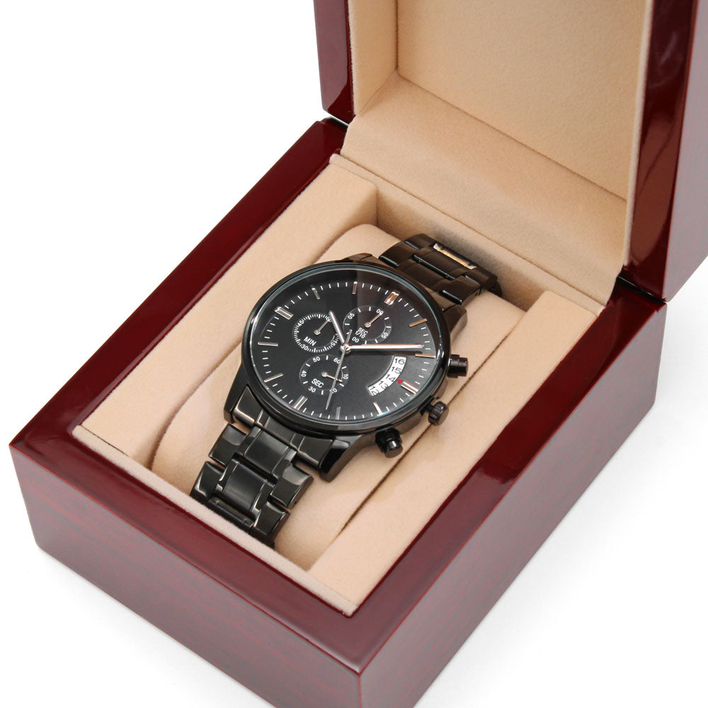 ZELQUAR™ ZQ-Chrono Black Engraved Watch | Stainless Steel 316L | 3ATM Water Resistant | Premium Men's Chronograph Watch