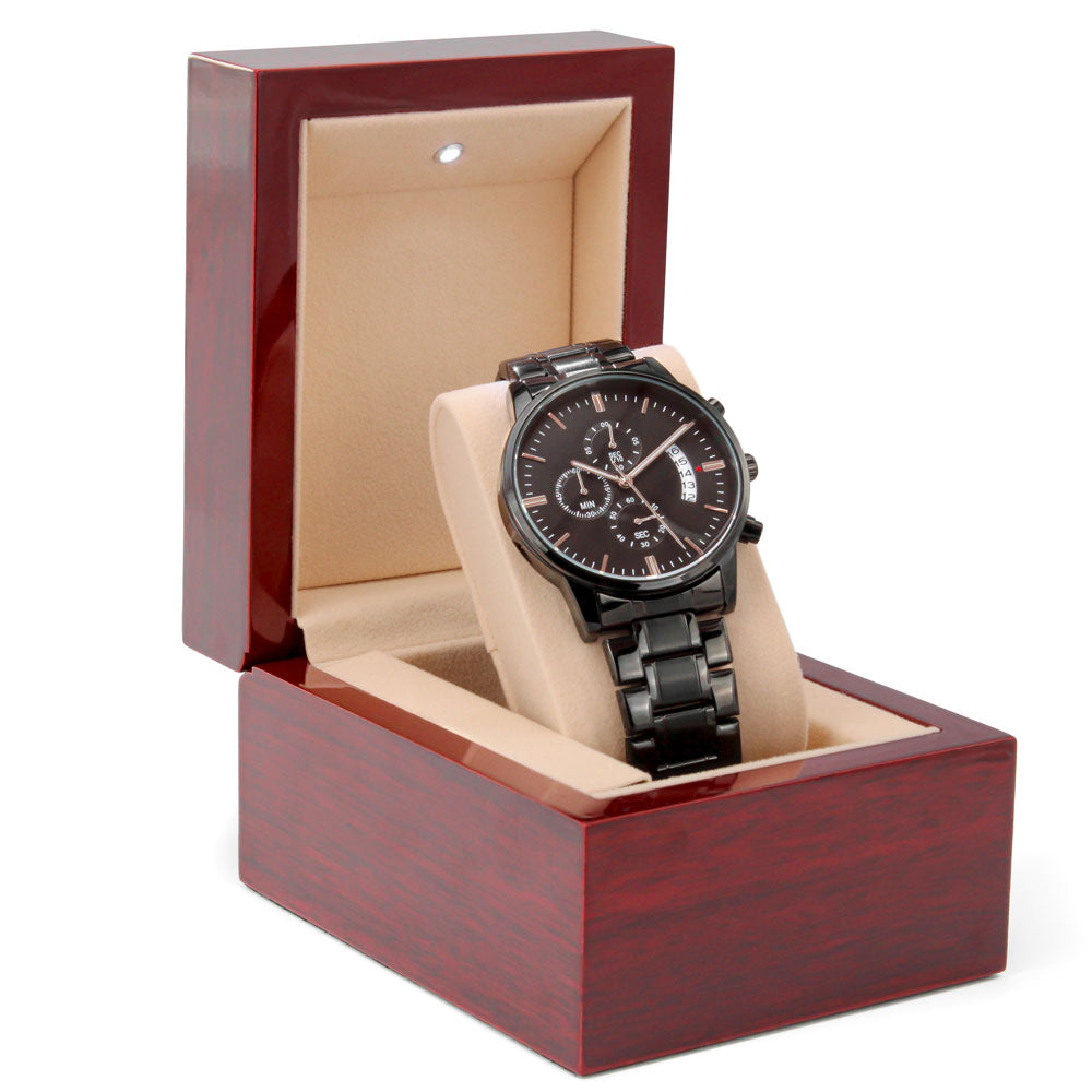 ZELQUAR™ ZQ-Chrono Black Engraved Watch | Stainless Steel 316L | 3ATM Water Resistant | Premium Men's Chronograph Watch