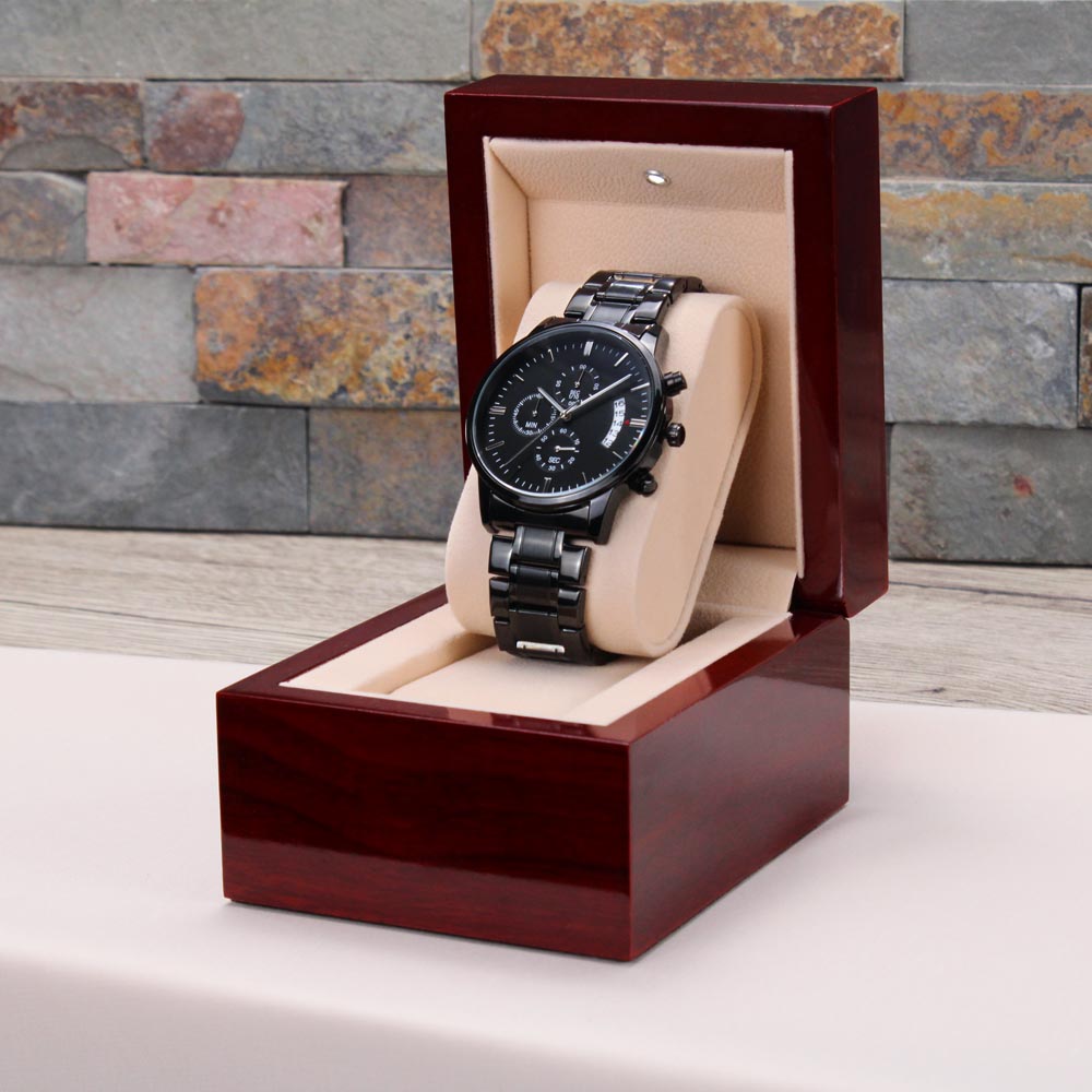 ZELQUAR™ ZQ-Chrono Black Engraved Watch | Stainless Steel 316L | 3ATM Water Resistant | Premium Men's Chronograph Watch