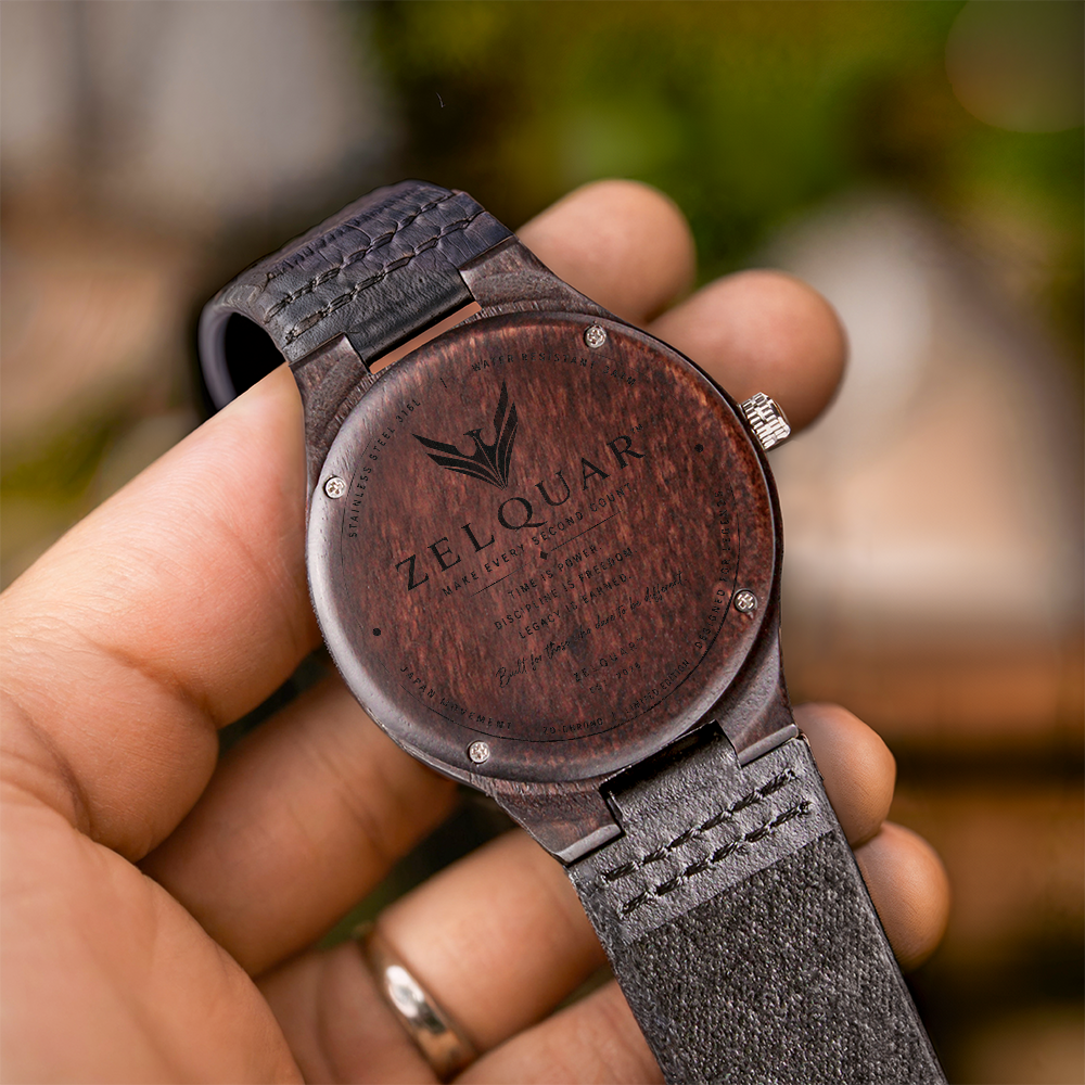 ZELQUAR™ Heritage Sandalwood Wooden Watch – Personalized Luxury Timepiece