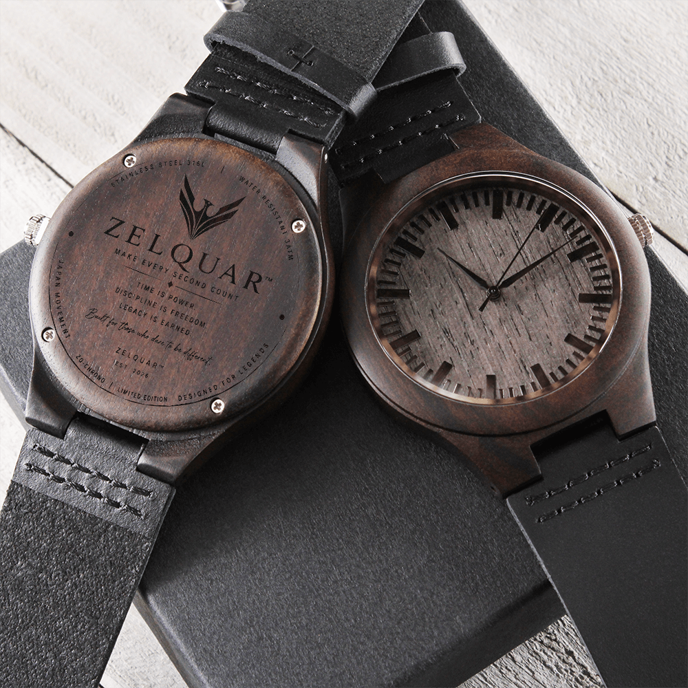ZELQUAR™ Heritage Sandalwood Wooden Watch – Personalized Luxury Timepiece