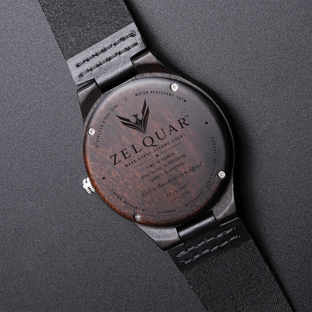 ZELQUAR™ Heritage Sandalwood Wooden Watch – Personalized Luxury Timepiece
