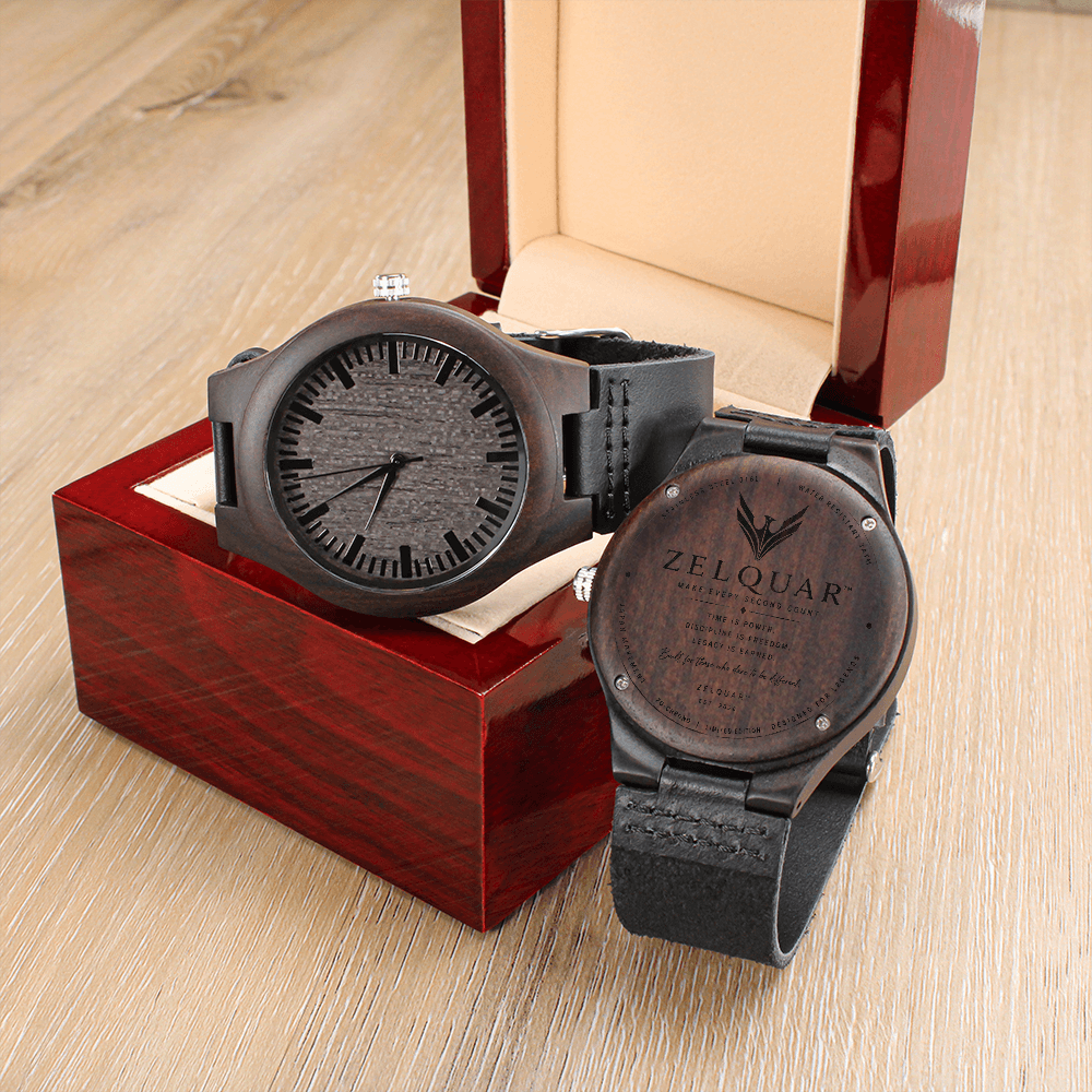 ZELQUAR™ Heritage Sandalwood Wooden Watch – Personalized Luxury Timepiece