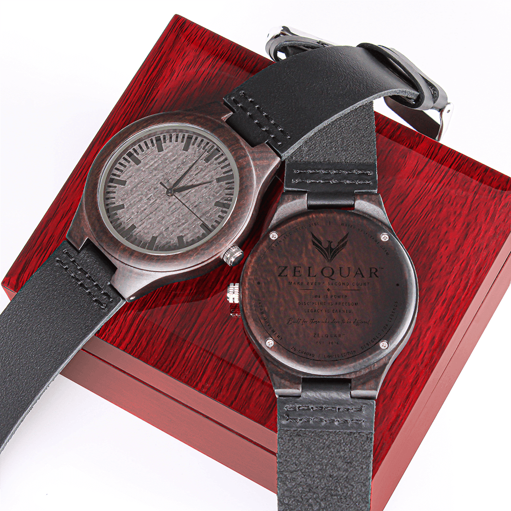 ZELQUAR™ Heritage Sandalwood Wooden Watch – Personalized Luxury Timepiece
