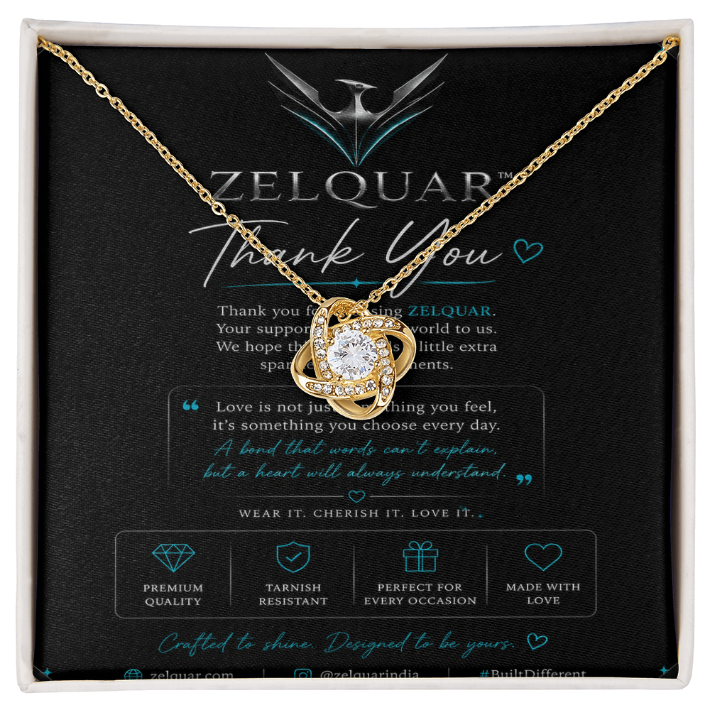 ZELQUAR™ Love Knot Necklace – 14K White Gold & 18K Yellow Gold