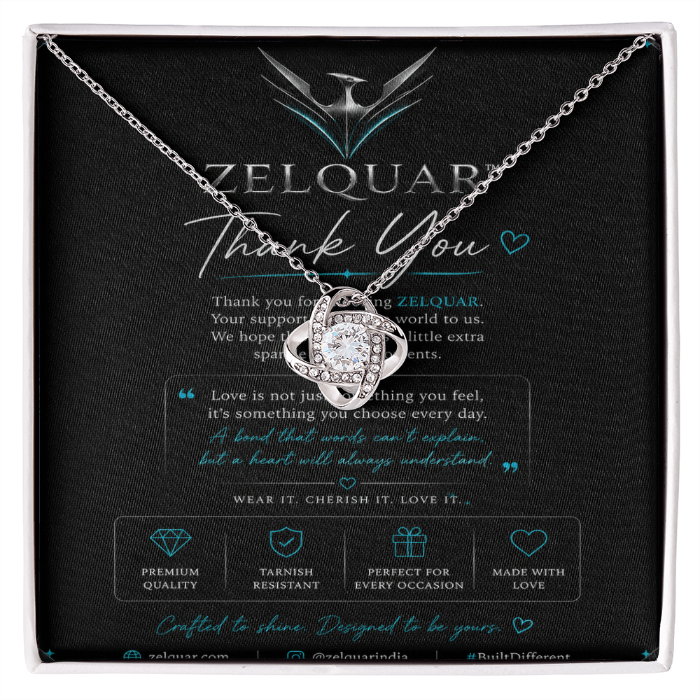 ZELQUAR™ Love Knot Necklace – 14K White Gold & 18K Yellow Gold