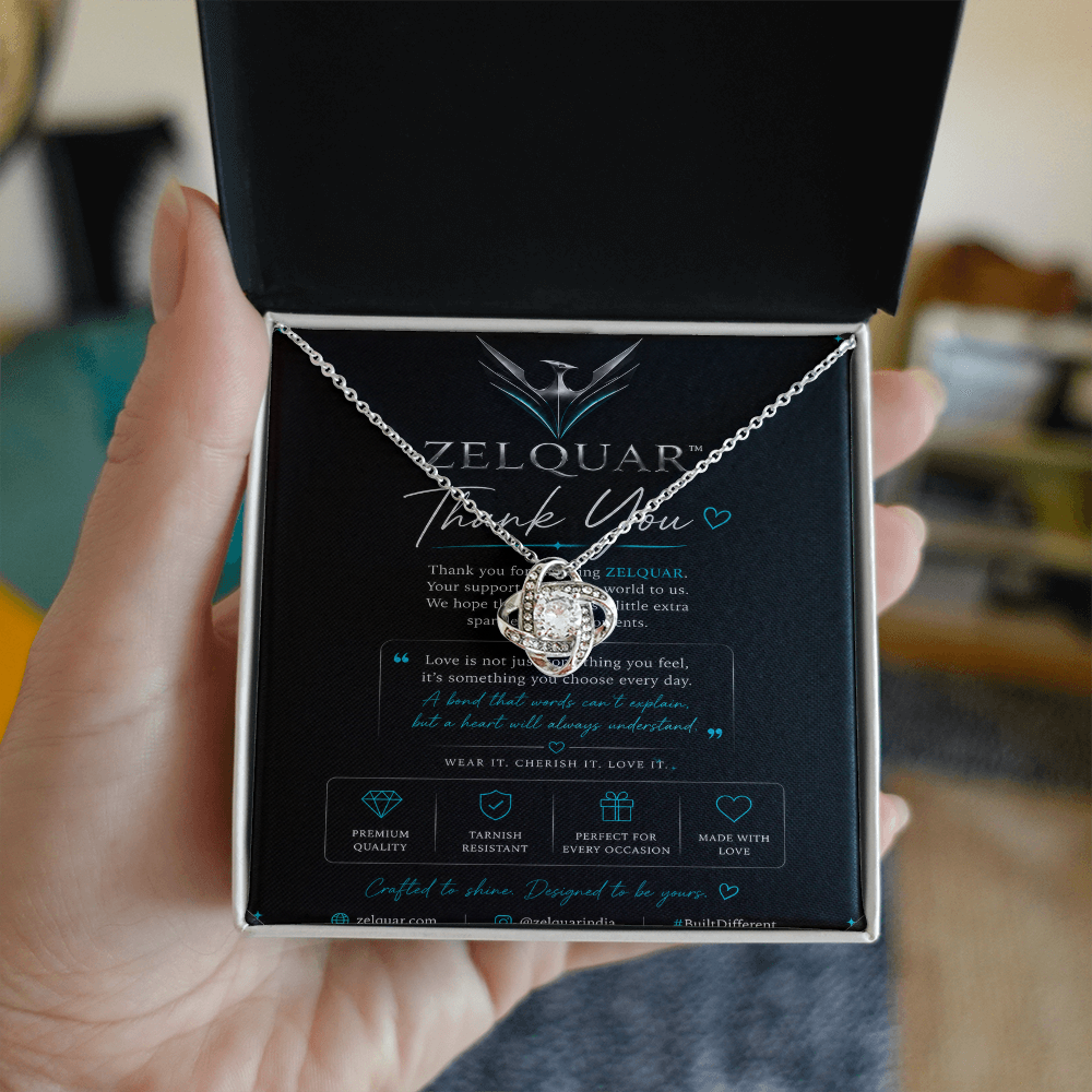 ZELQUAR™ Love Knot Necklace – 14K White Gold & 18K Yellow Gold
