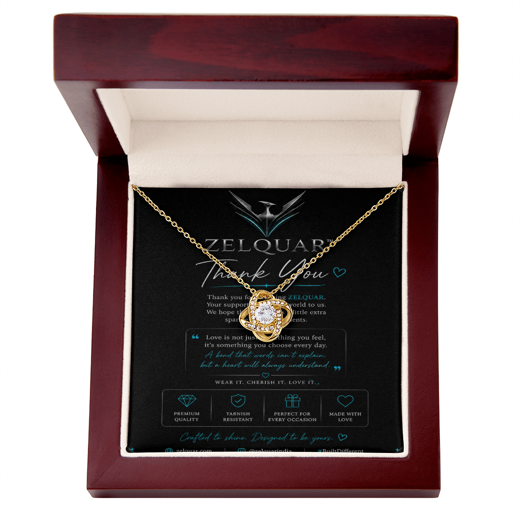 ZELQUAR™ Love Knot Necklace – 14K White Gold & 18K Yellow Gold