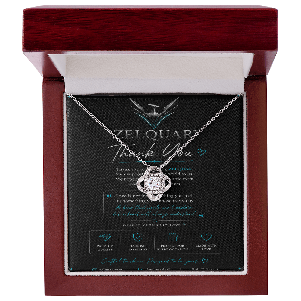 ZELQUAR™ Love Knot Necklace – 14K White Gold & 18K Yellow Gold