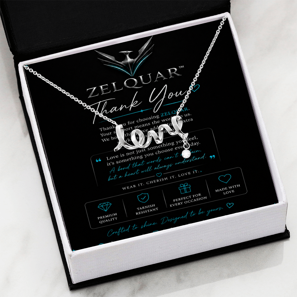 ZELQUAR™ Scripted Love Necklace — Luxury Gift for Her