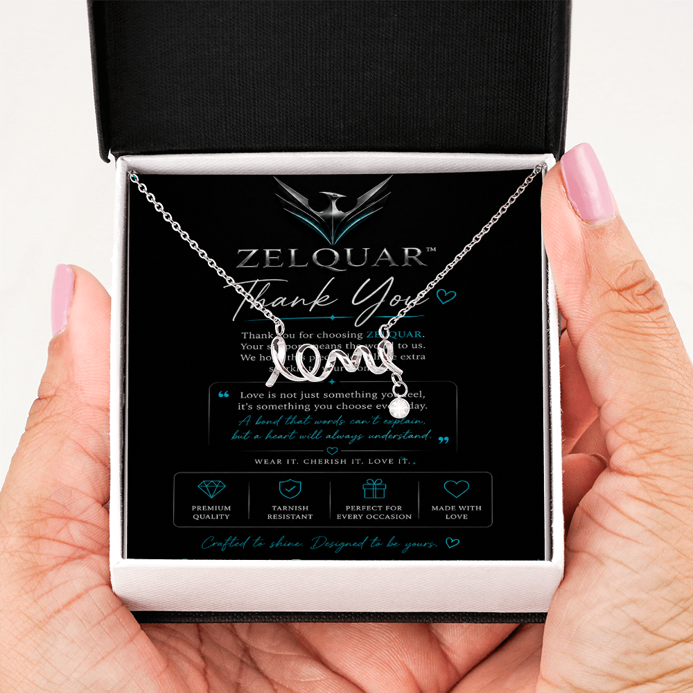ZELQUAR™ Scripted Love Necklace — Luxury Gift for Her