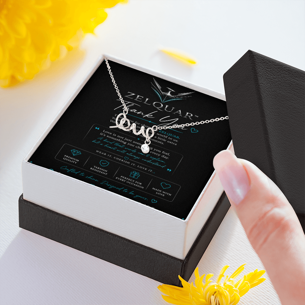 ZELQUAR™ Scripted Love Necklace — Luxury Gift for Her