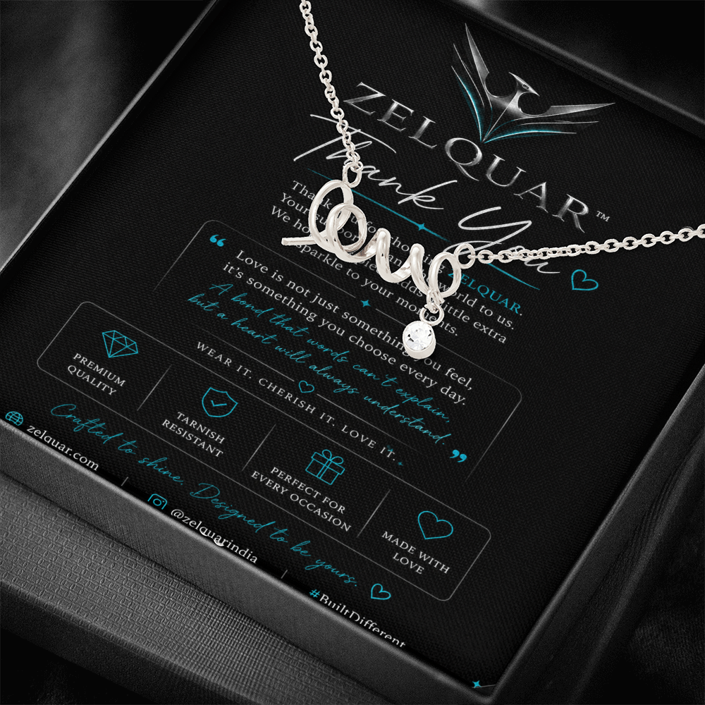 ZELQUAR™ Scripted Love Necklace — Luxury Gift for Her