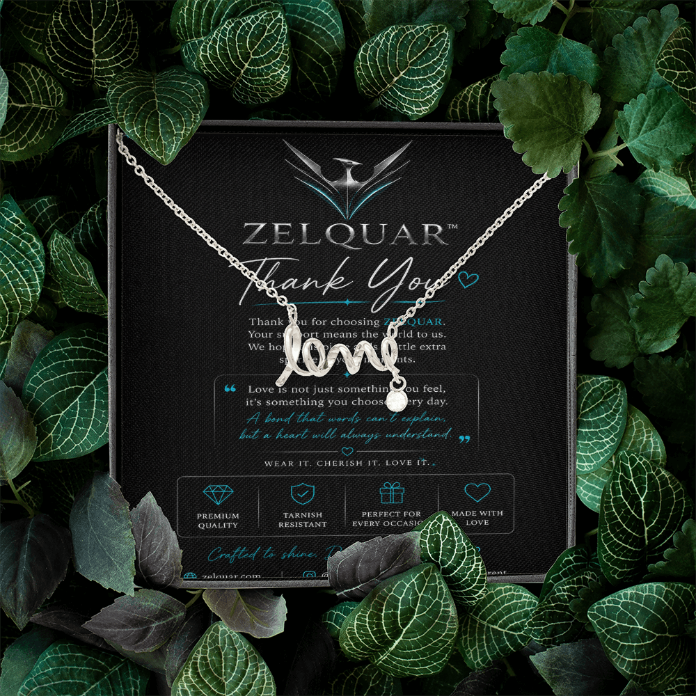 ZELQUAR™ Scripted Love Necklace — Luxury Gift for Her