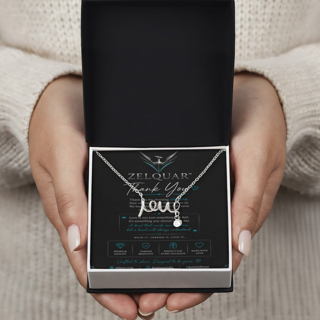 ZELQUAR™ Scripted Love Necklace — Luxury Gift for Her