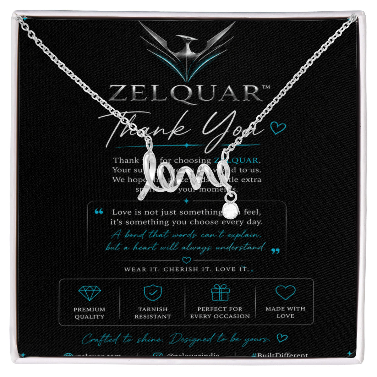 ZELQUAR™ Scripted Love Necklace — Luxury Gift for Her