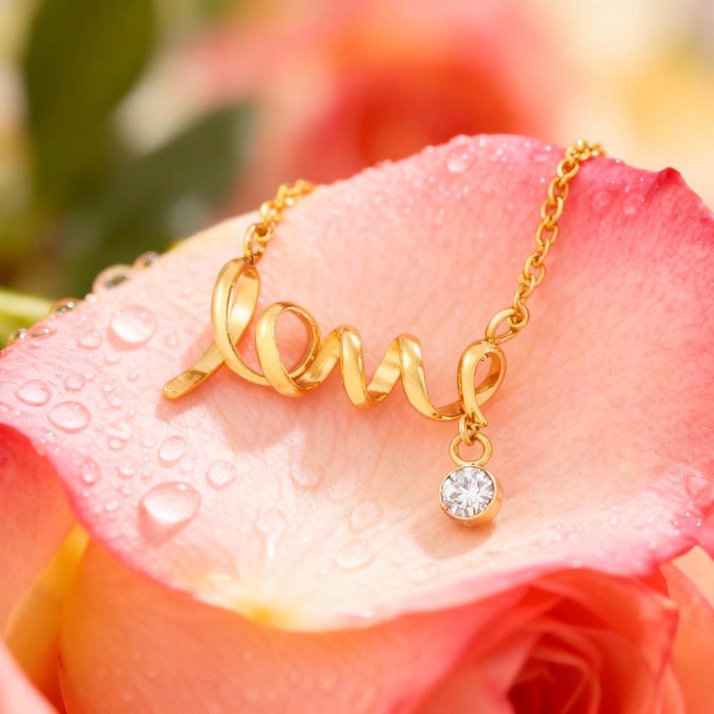ZELQUAR™ Scripted Love Necklace — Luxury Gift for Her