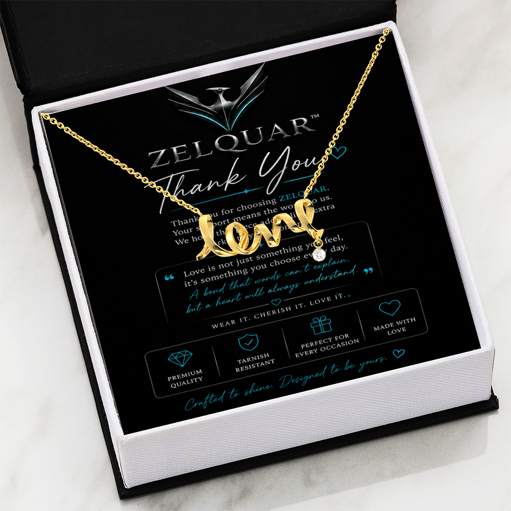 ZELQUAR™ Scripted Love Necklace — Luxury Gift for Her