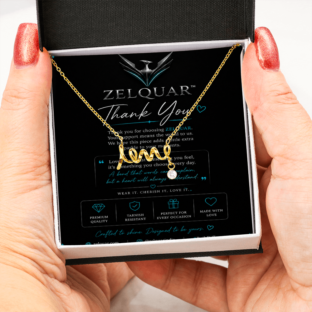 ZELQUAR™ Scripted Love Necklace — Luxury Gift for Her