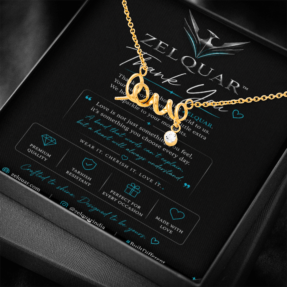 ZELQUAR™ Scripted Love Necklace — Luxury Gift for Her