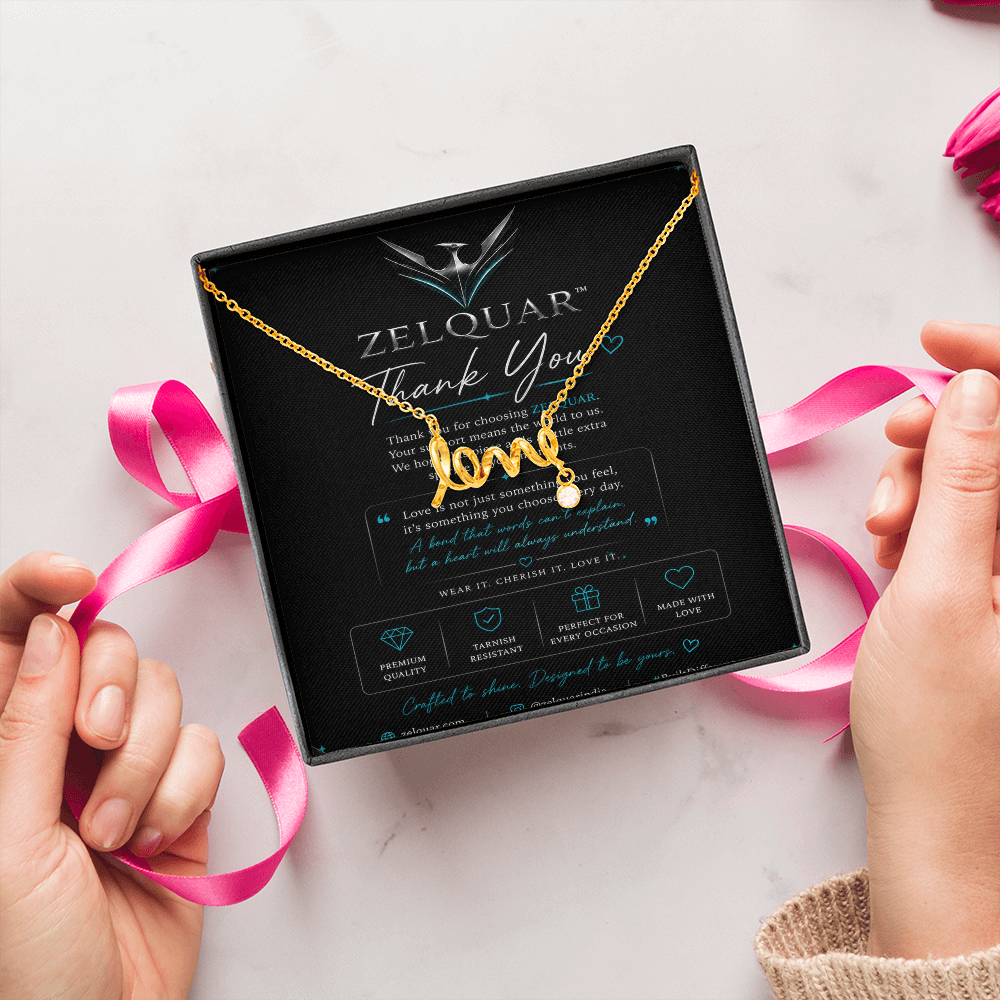 ZELQUAR™ Scripted Love Necklace — Luxury Gift for Her