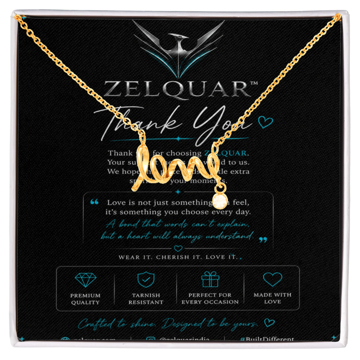 ZELQUAR™ Scripted Love Necklace — Luxury Gift for Her